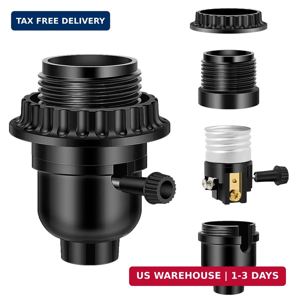 UL Listed E26 Light Socket, Threaded Lamp Socket Replacement with ON/Off Switch