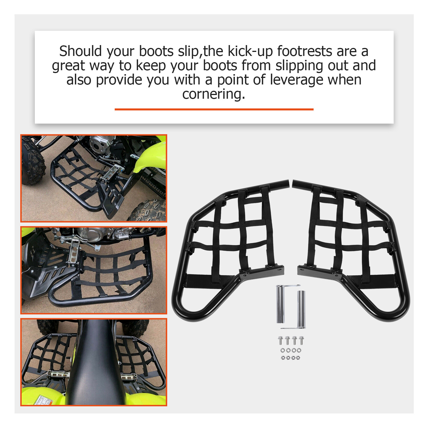 Nerf Bars For Yamaha Raptor 700 YFM 700 YFM700R Black W/ Black Net All Years