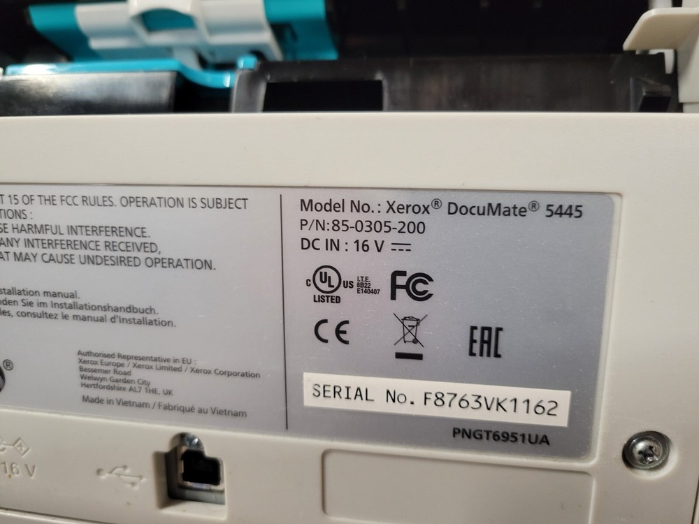 Xerox DocuMate 5445 Duplex USB Document Scanner - No Power Adapter