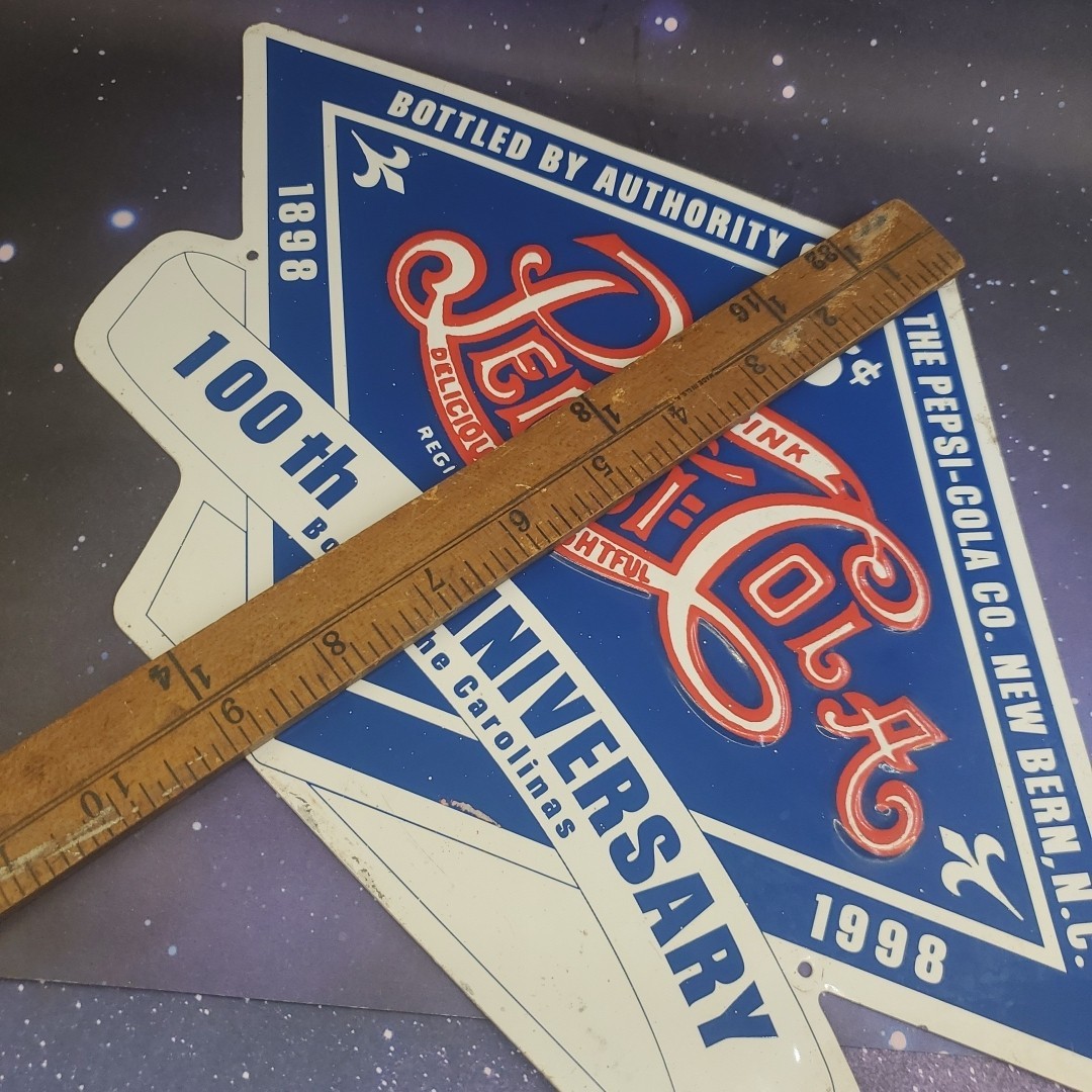 RARE Pepsi Cola Diecut Embossed Metal Sign 100th Anniversary New Bern NC 1998
