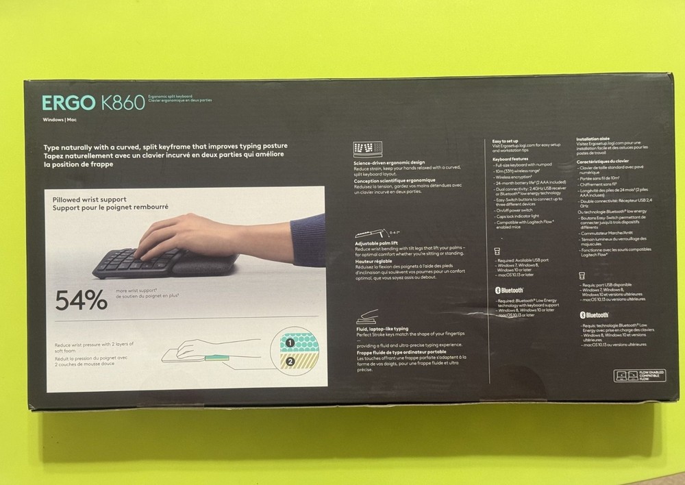 Logitech ERGO K860 Bluetooth Keyboard 920-012865 Ergonomic Curved Split - NEW