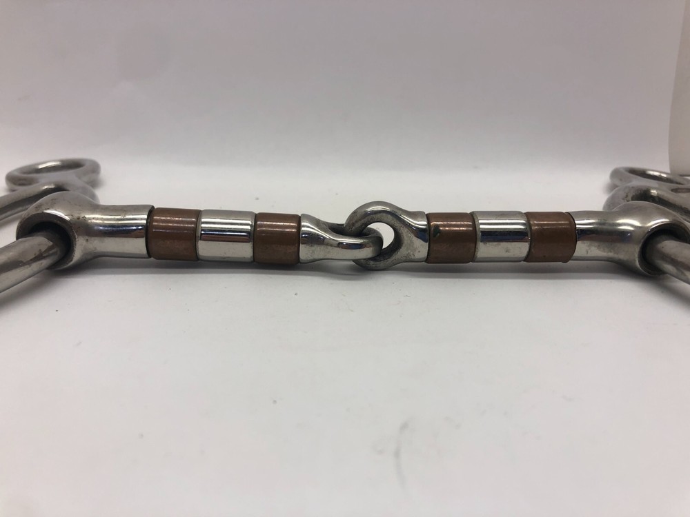 Copper Roller Training Snaffle Bit 5" mouth 7" Stainless Steel Cheeks