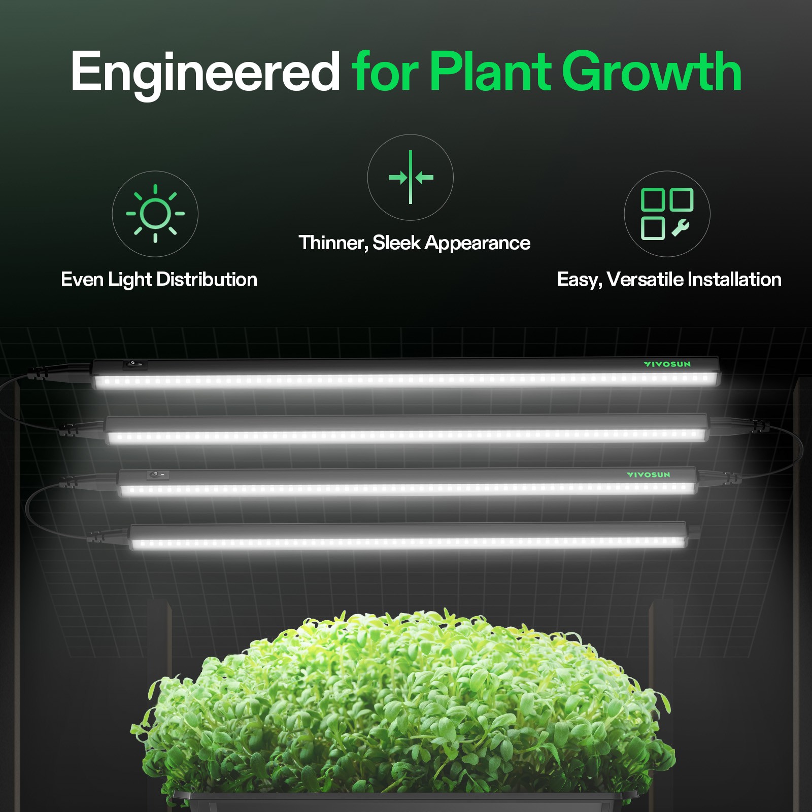 VIVOSUN 2FT T5 Linear LED Grow Light Strip Full Spectrum Dimmable for Seeding