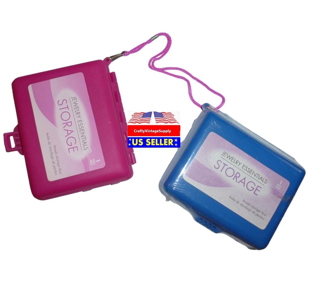 Blue or pink rectangle containers plastic case storage  beads kid's bracelet box