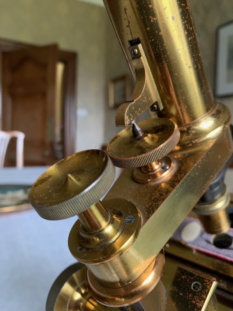 Large Antique C. Baker No. 2 - Compound Bar-limb Brass Microscope - circa 1860