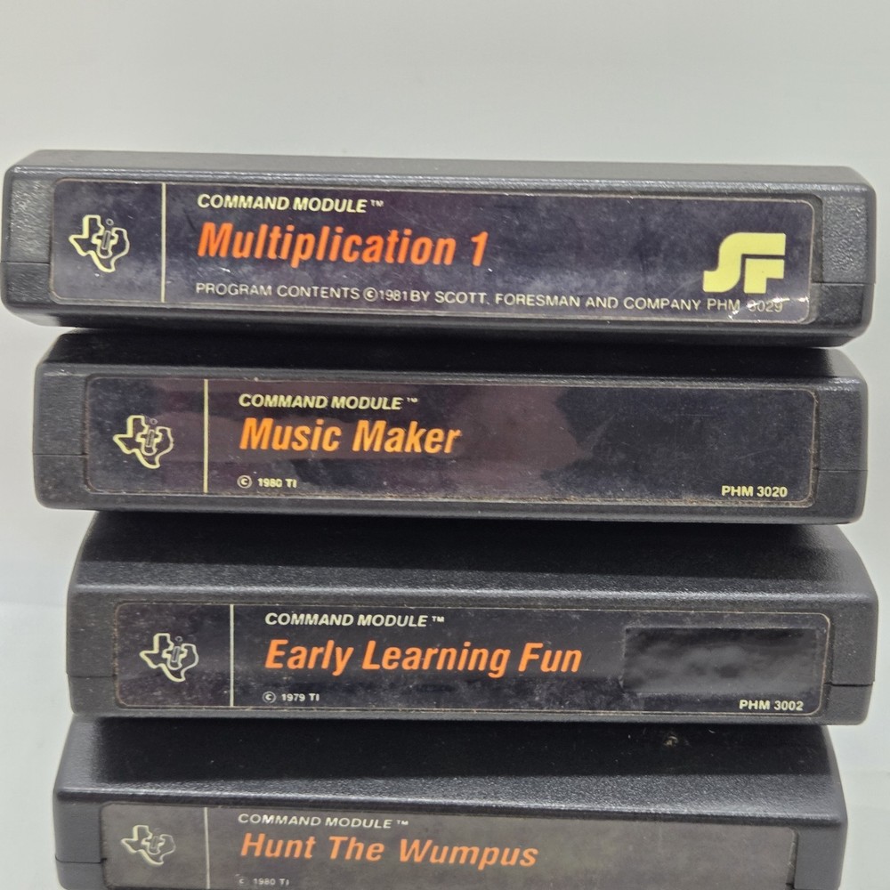 Lot of 6 Texas Instruments Home Computer Solid State Cartridges Command Module