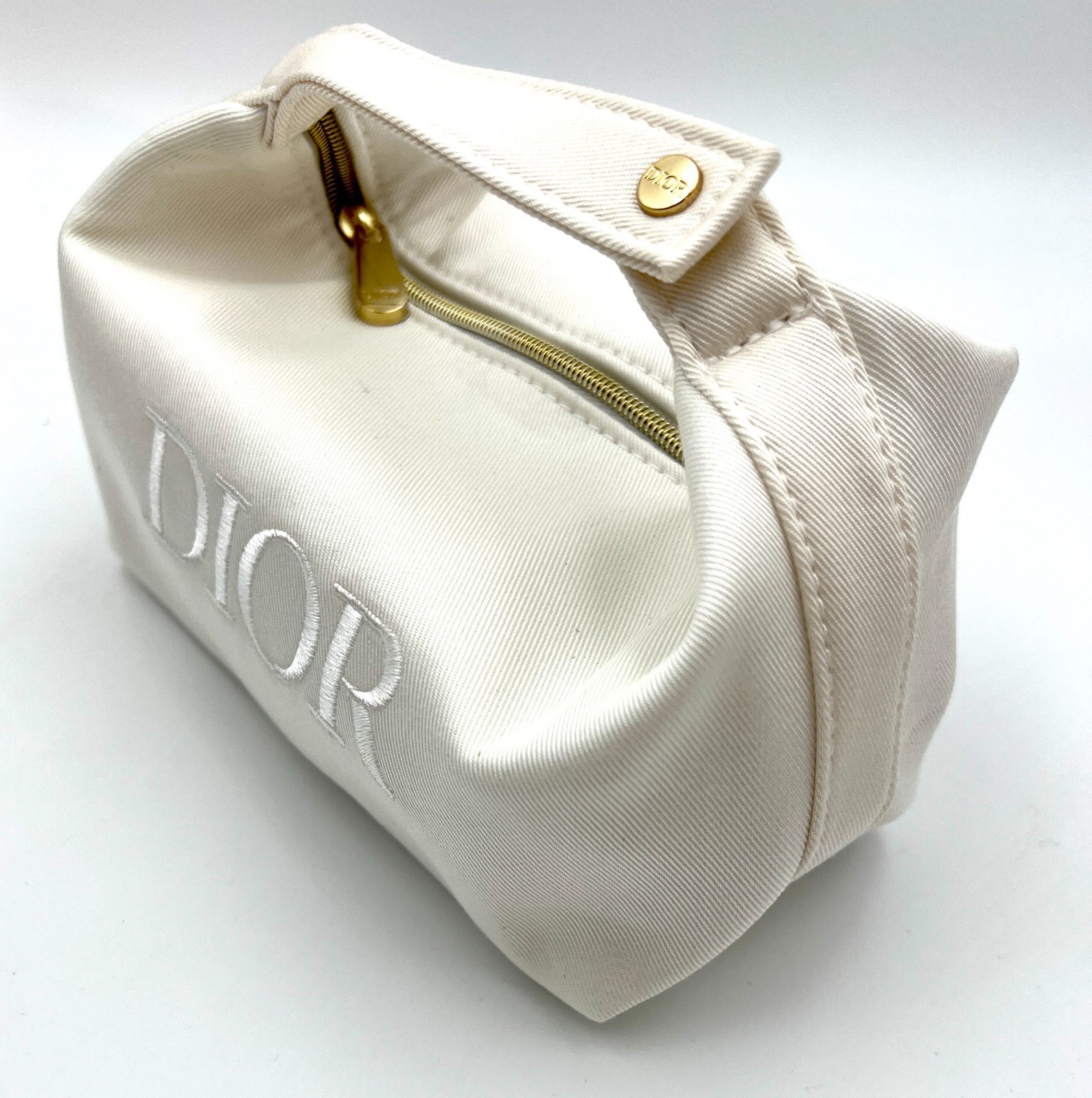 New in Box! Christian Cosmetic Makeup Bag Pouch With Top Handle ~ White