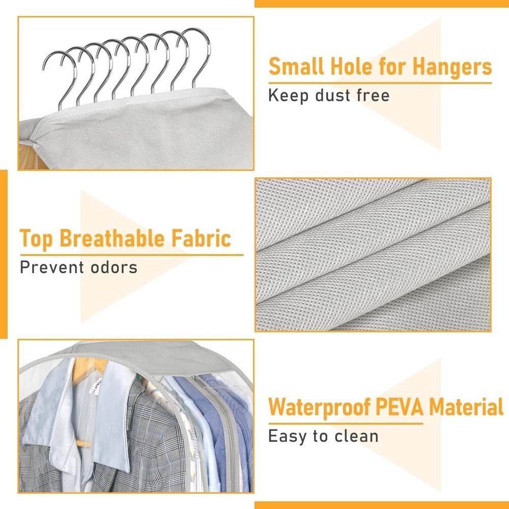Chic 40" Garment Bags for Hanging Clothes - Dust-Proof Zippered Storage Solution