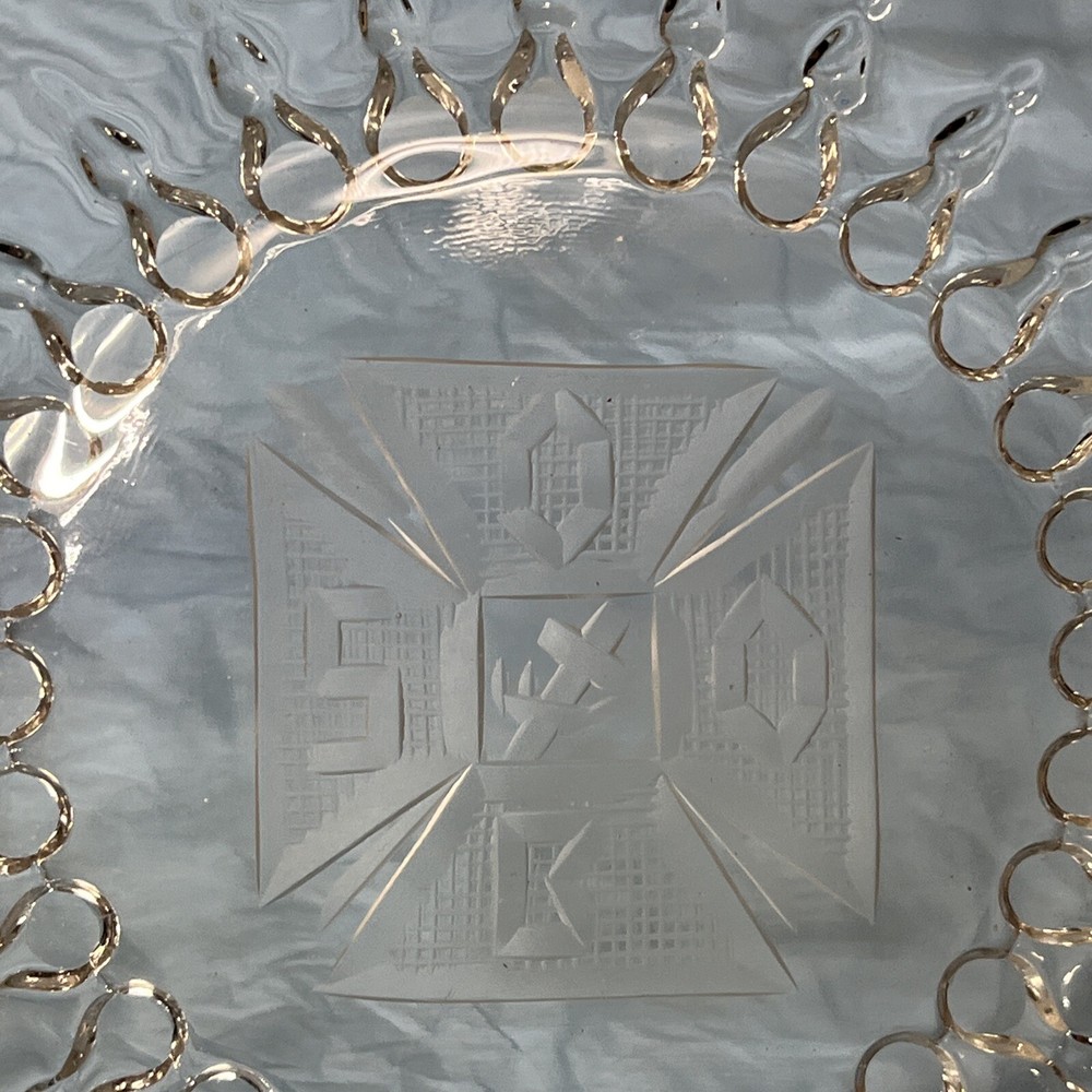 1950 Hostess Assemblies Serving Dish Clear Glass Handle Plate
