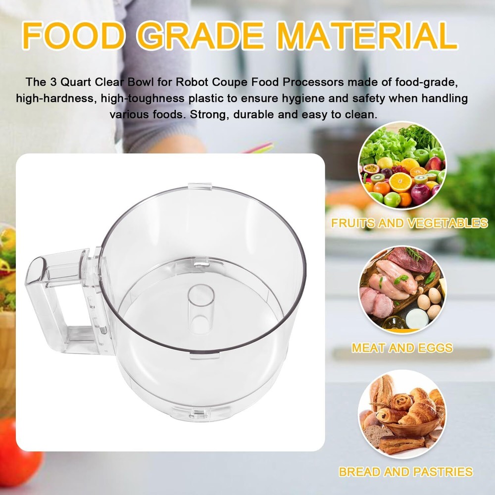 Replacement for Robot Coupe R2 112203 Food Processor 3 Quart Clear Cutter Bowl
