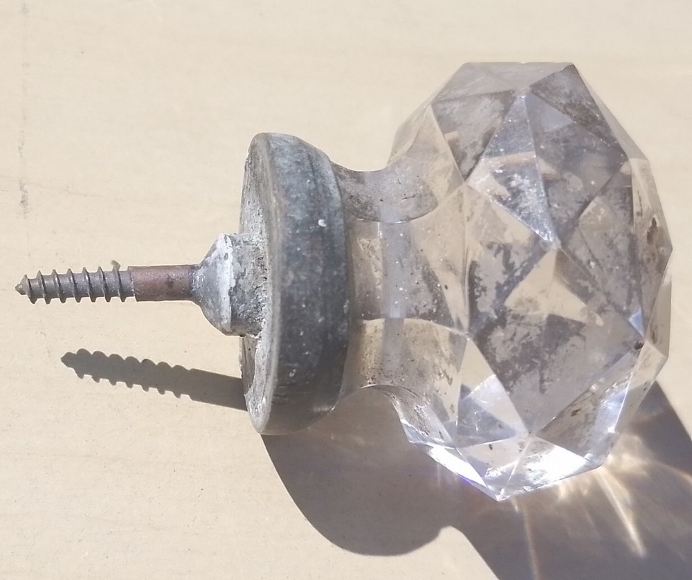 Vintage Old Antique Glass Stopper Screw Thread Handle