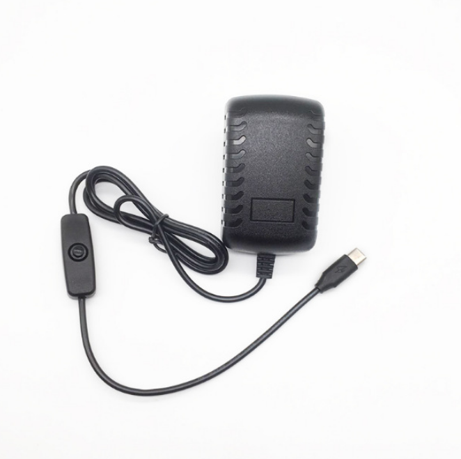 Raspberry PI generation 4 4B special power adapter type-C with switch button