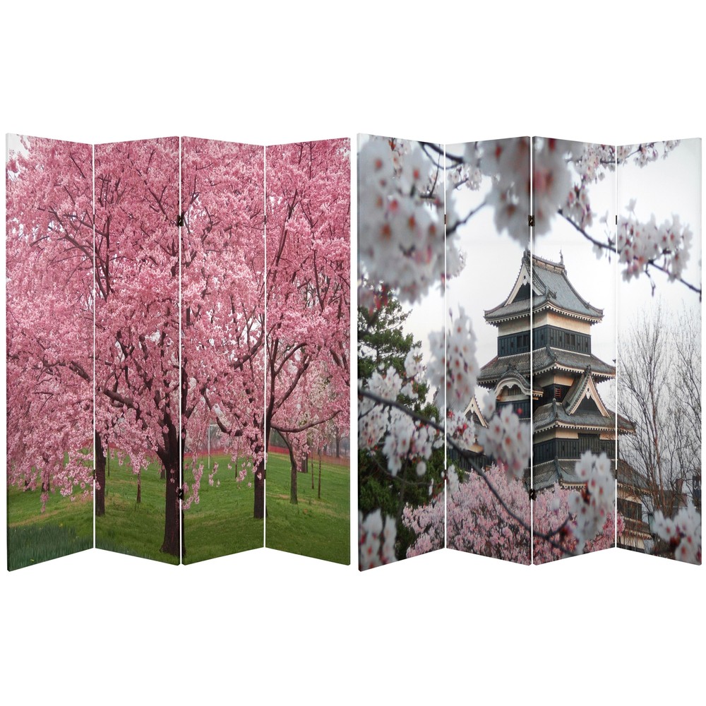 6 ft. Tall Double Sided Cherry Blossoms Room Divider
