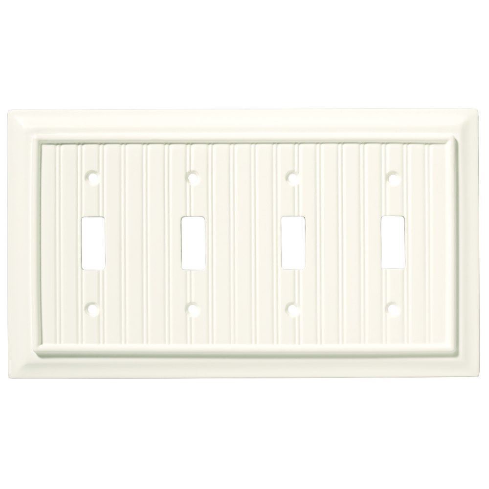 Cream Beadboard Quad Toggle Switch Wall Plate