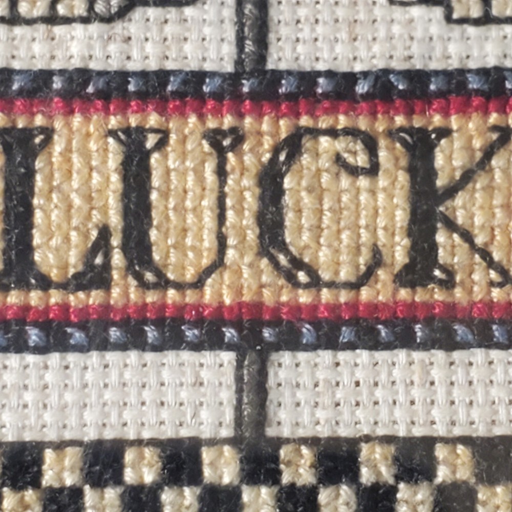 Elephant Needlepoint Panel Trunk Up Good Luck Wall Art Pillow Completed