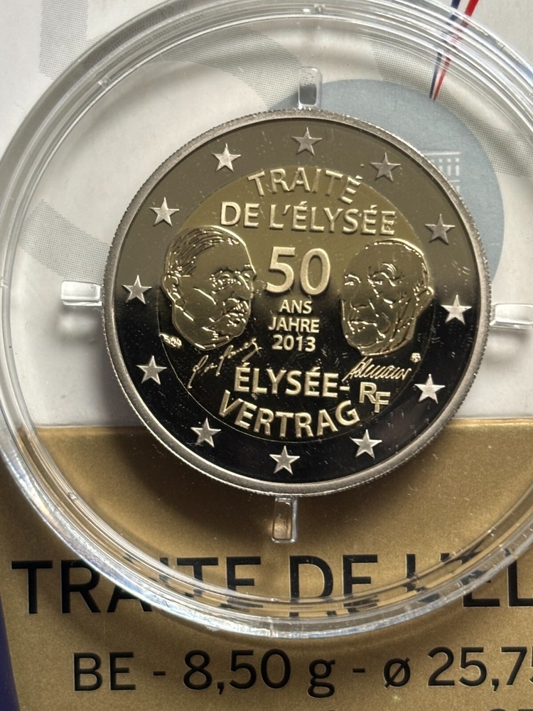 FRANCE, TRAITÉ DE L`ELYSÉE, 2 EURO, PROOF, 2013, COMMÉMORATIVE