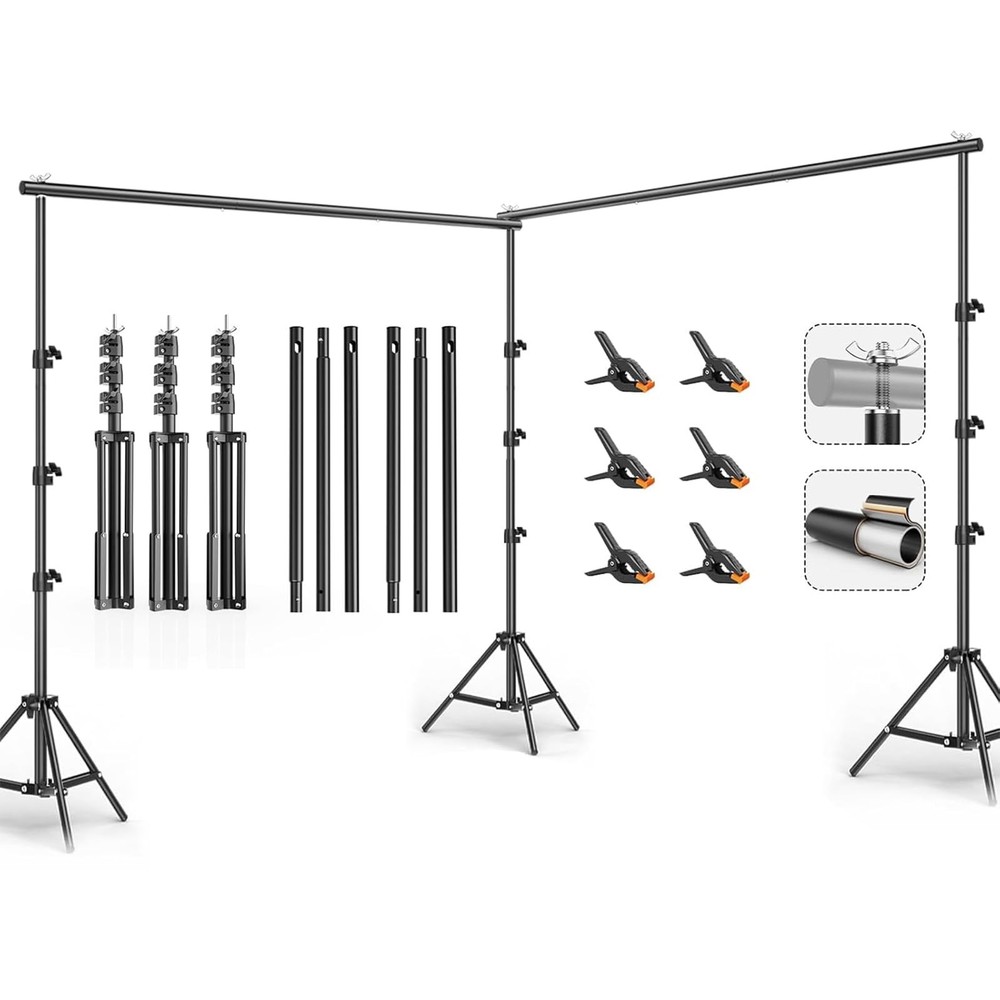 10x20FT Backdrop Support Stand for Photography，Adjustable 10*20FT, BLACK