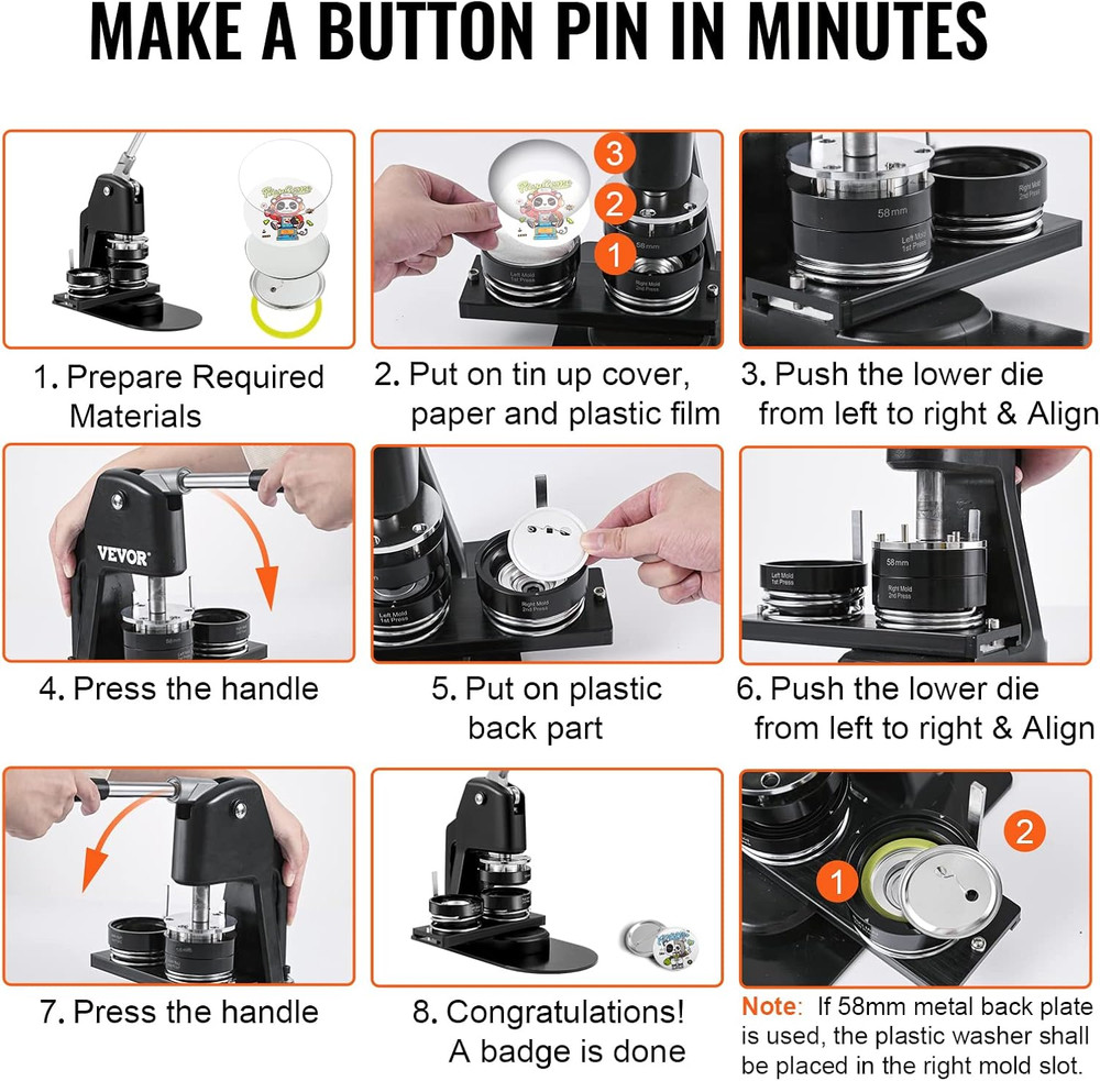 Button Maker Machine, Multiple Sizes 1+2.25 Inch Badge Punch Press Kit, Children