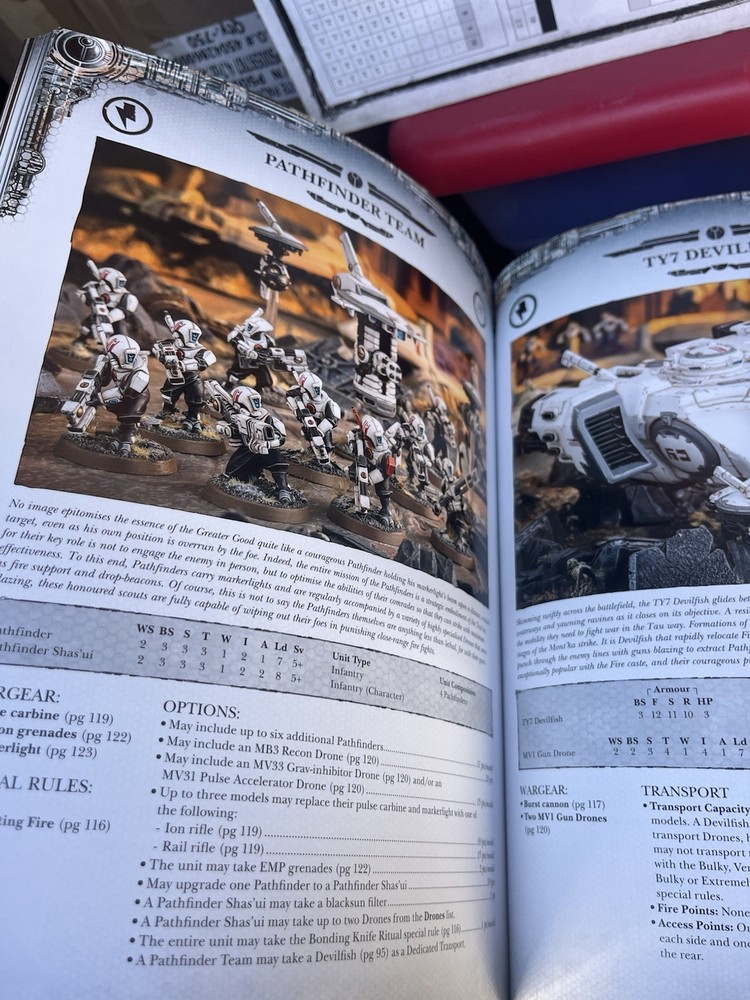 Warhammer 40K Tau Empire Codex 2015 Hardcover Games Workshop and Reference Sheet