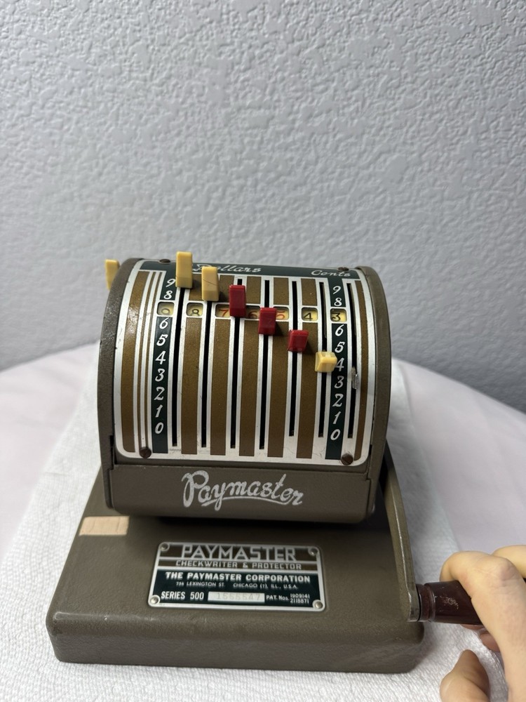 Vintage Paymaster Check Writer Protector Series 500 Hand Crank Check Imprinter
