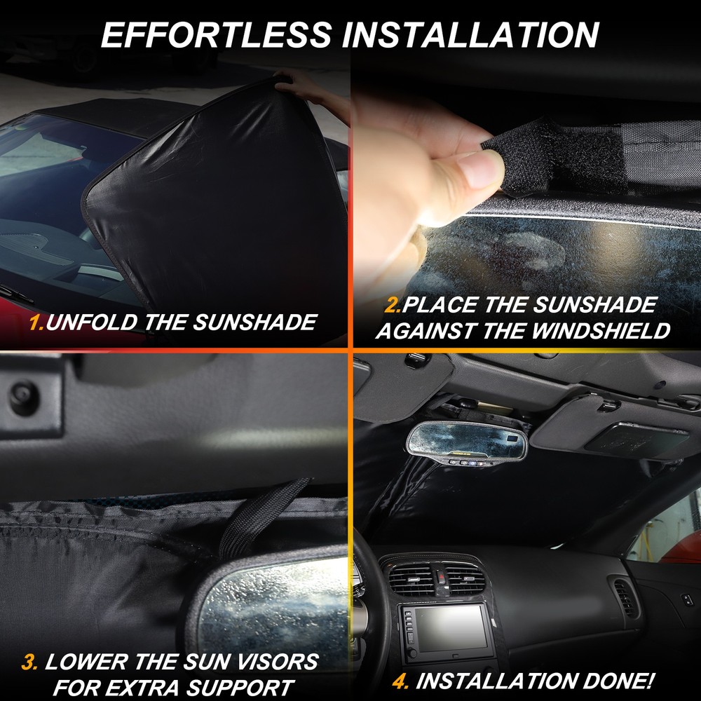 Fits 2005-2013 Corvette C6 Windshield Sun Shade Sun Visor UV Block FoldableBlack