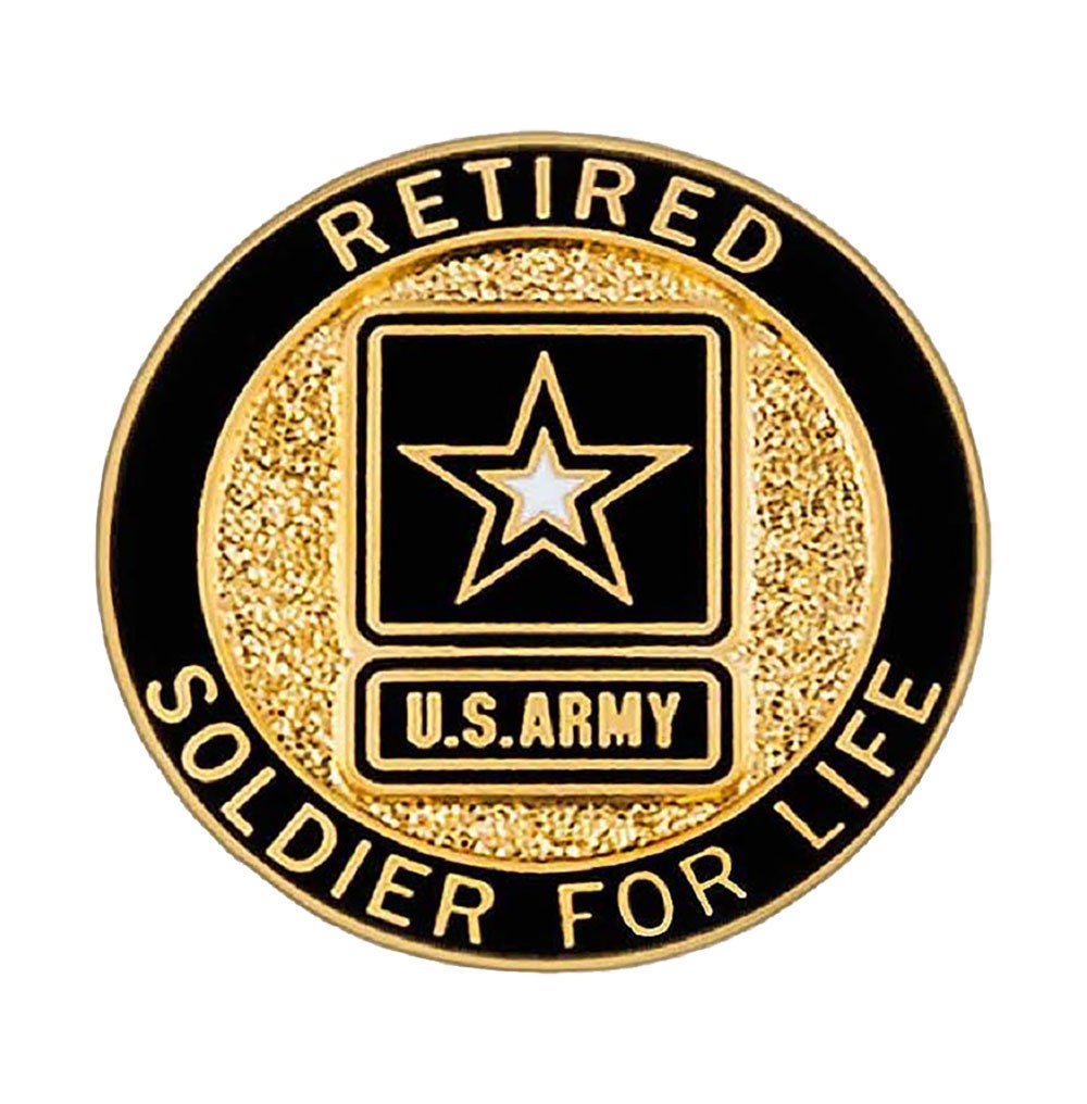Soldier for Life Retired Lapel Pin (Military Issued)-Veteran Owned Business