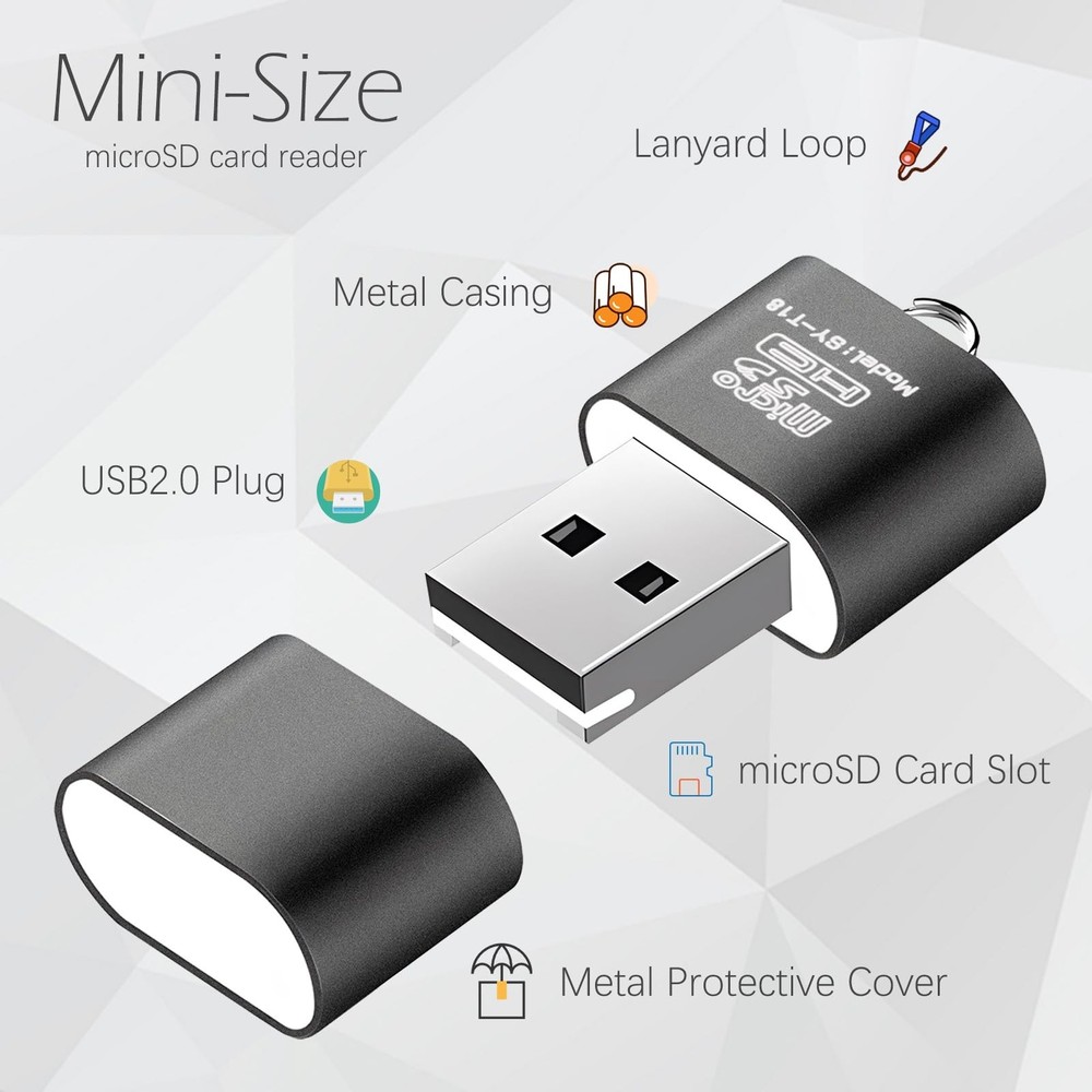 [3 Pack] Card Reader for Android,Micro SD to USB Adapter, 3 IN 1, Black