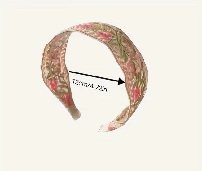 Vintage Retro Blue And Ivory Embroidered Lace Fabric Hair Band Headband