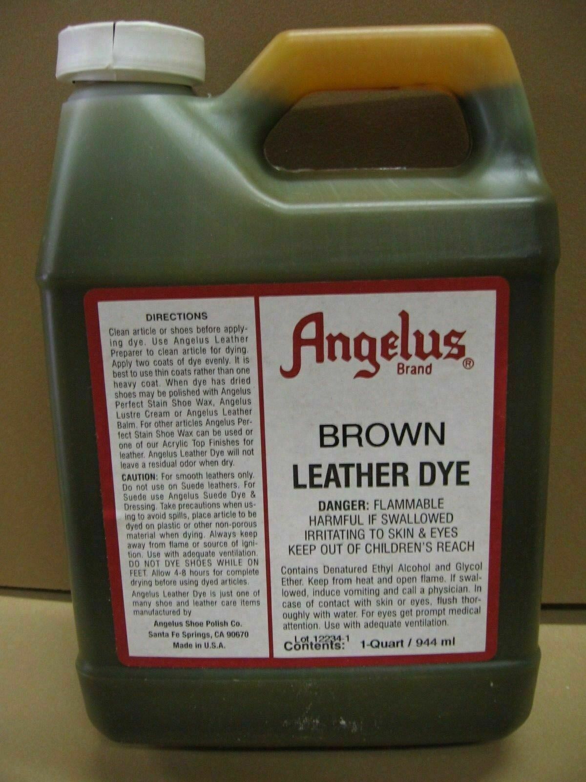 Angelus Quart Leather Dye for Shoes-Boots-Belts-Coats-Furniture-Crafts
