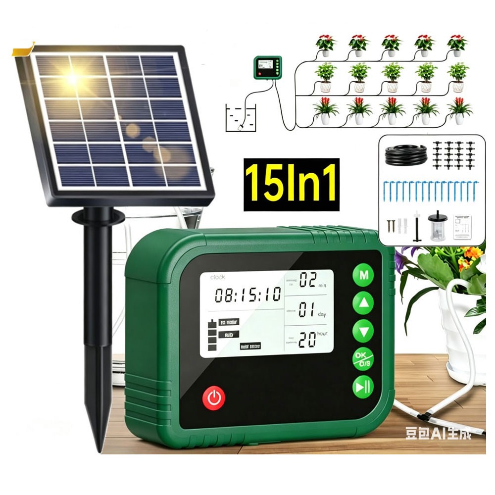 Solar Automatic Irrigation System Plant Watering System Kit with Timer