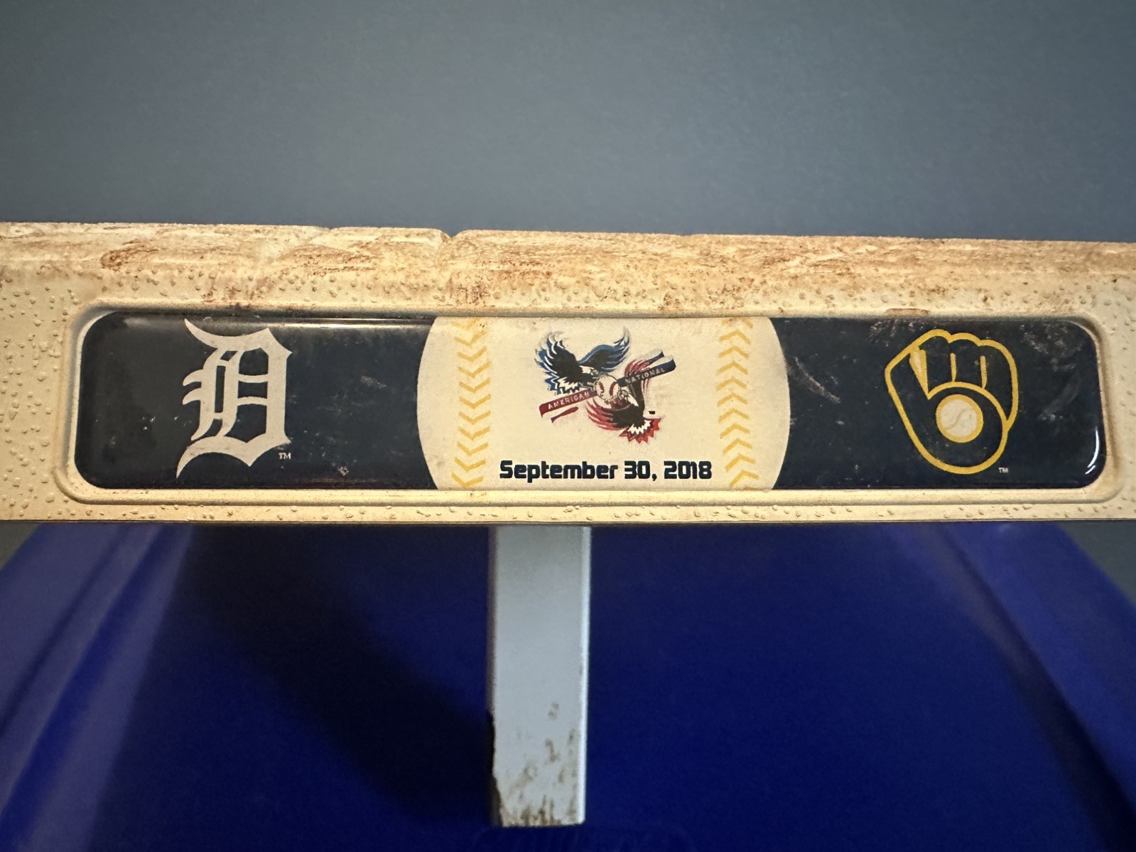Milwaukee Brewers Game Used Base vs Detroit Tigers 1st Base: INN 1-9 9/30/18 MLB
