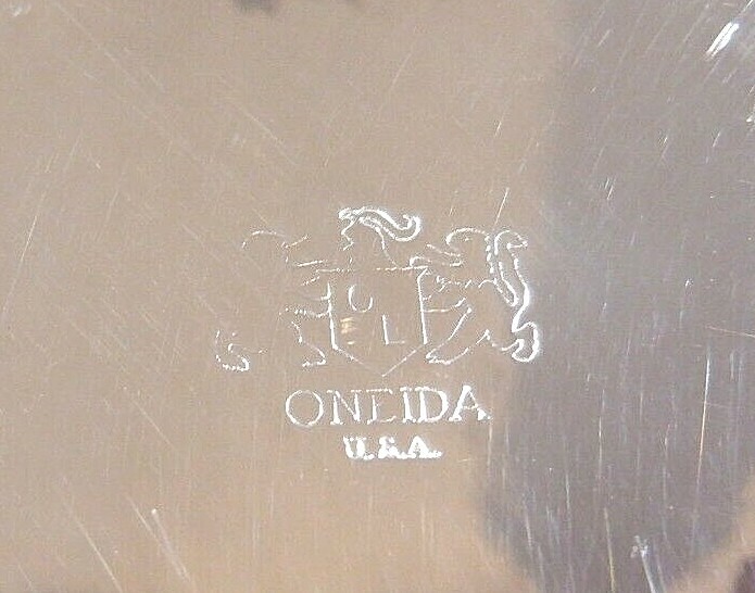 Silverplate Oneida USA Tray with Scroll Etching Raised Rim Pierced Design 13"