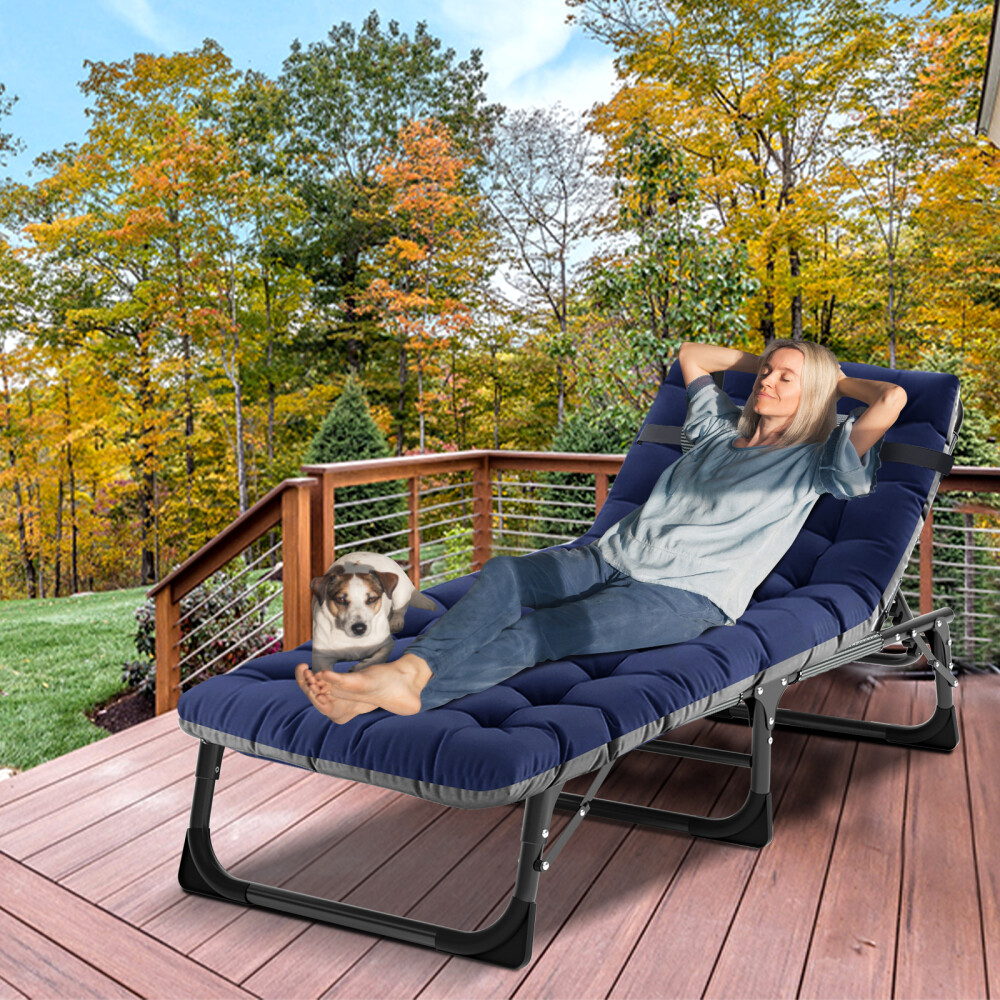 Slsy 4-Position Adjustable Cot Heavy Duty Folding Chaise Lounge Chair Outdoor