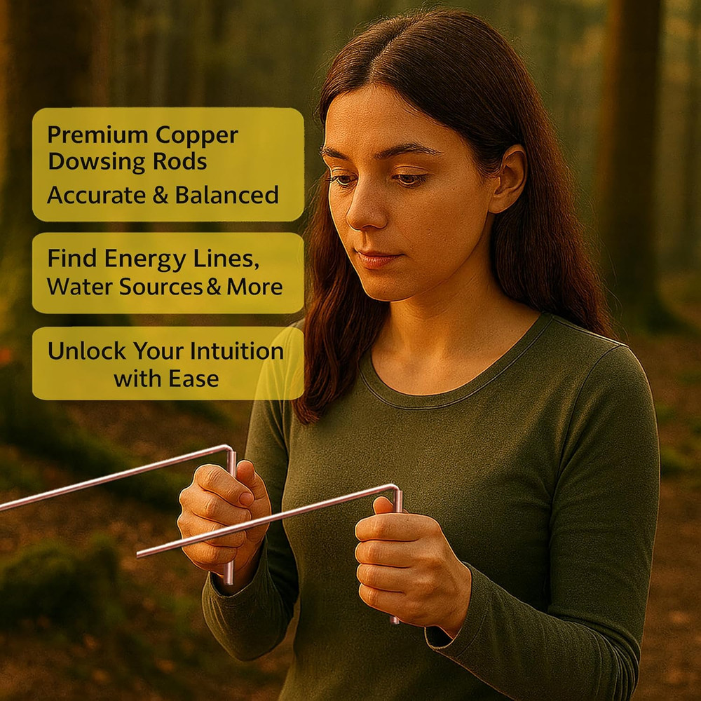 99.9% Copper Dowsing Rod - 2PCS Divining Rods with Bag - Detect Gold, Water, Gho