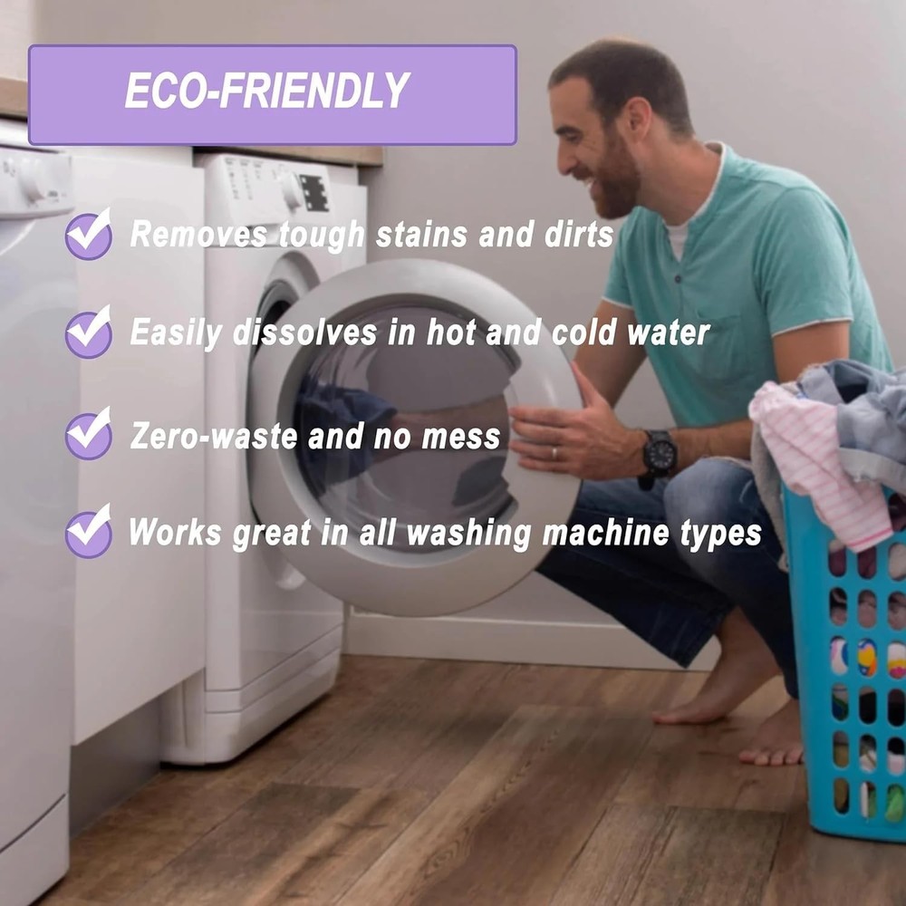 Laundry Detergent Sheets 50 Sheets, Lavender Scent, 100 Washes, Eco-Friendly