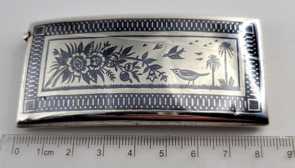 NIELLO CARD CASE - OTTOMAN - RUSSIAN - TURKISH - SOLID SILVER IRAQ MARSH ARAB