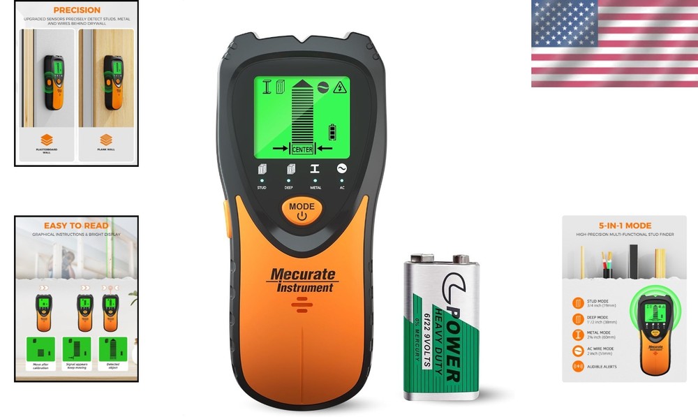 Portable Stud Finder with LCD Display & Intuitive Controls for Easy Scanning
