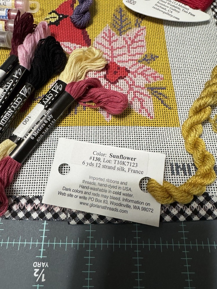 Initial K Fall Cardinal Painted Needlepoint Kit With Threads