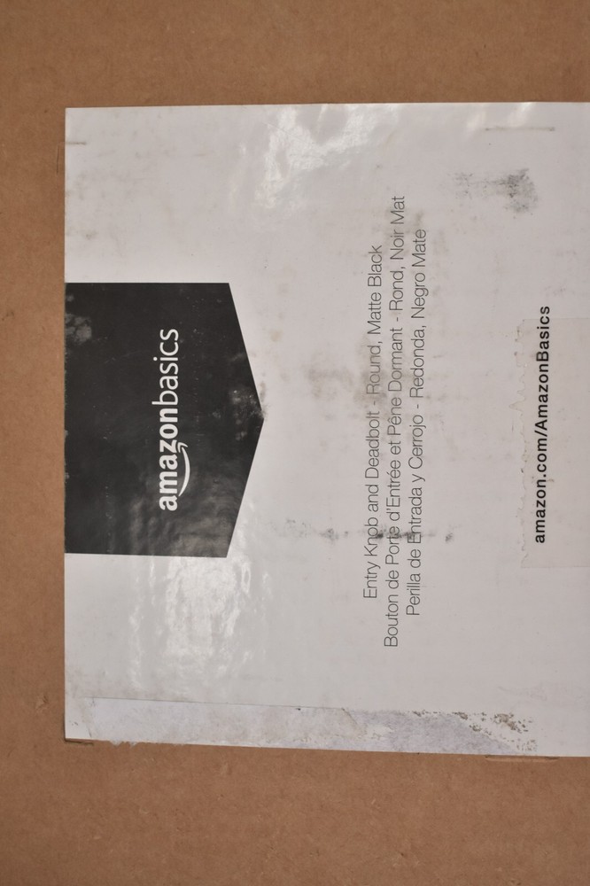 Amazon Basics Exterior Door Knobs w Lock & Deadbolt Round Matte Black Finish