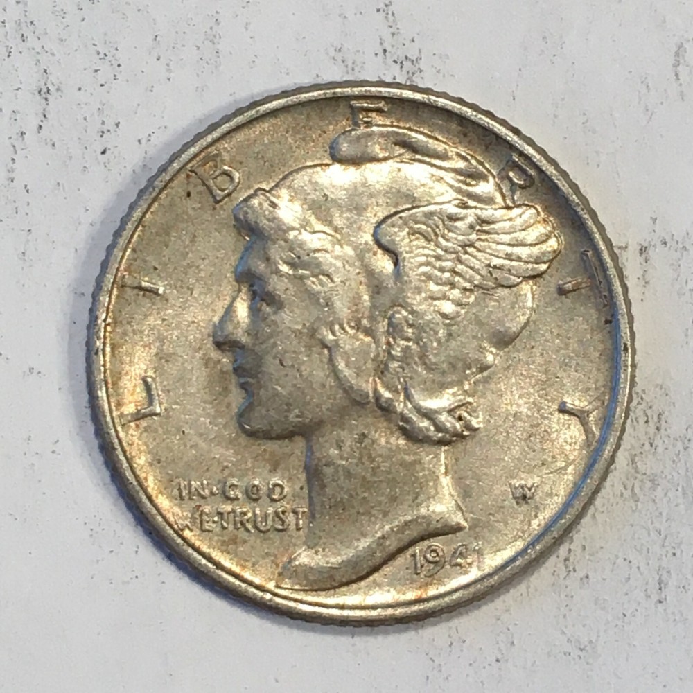 1941 Silver Mercury Dime - High Quality Scans #L805