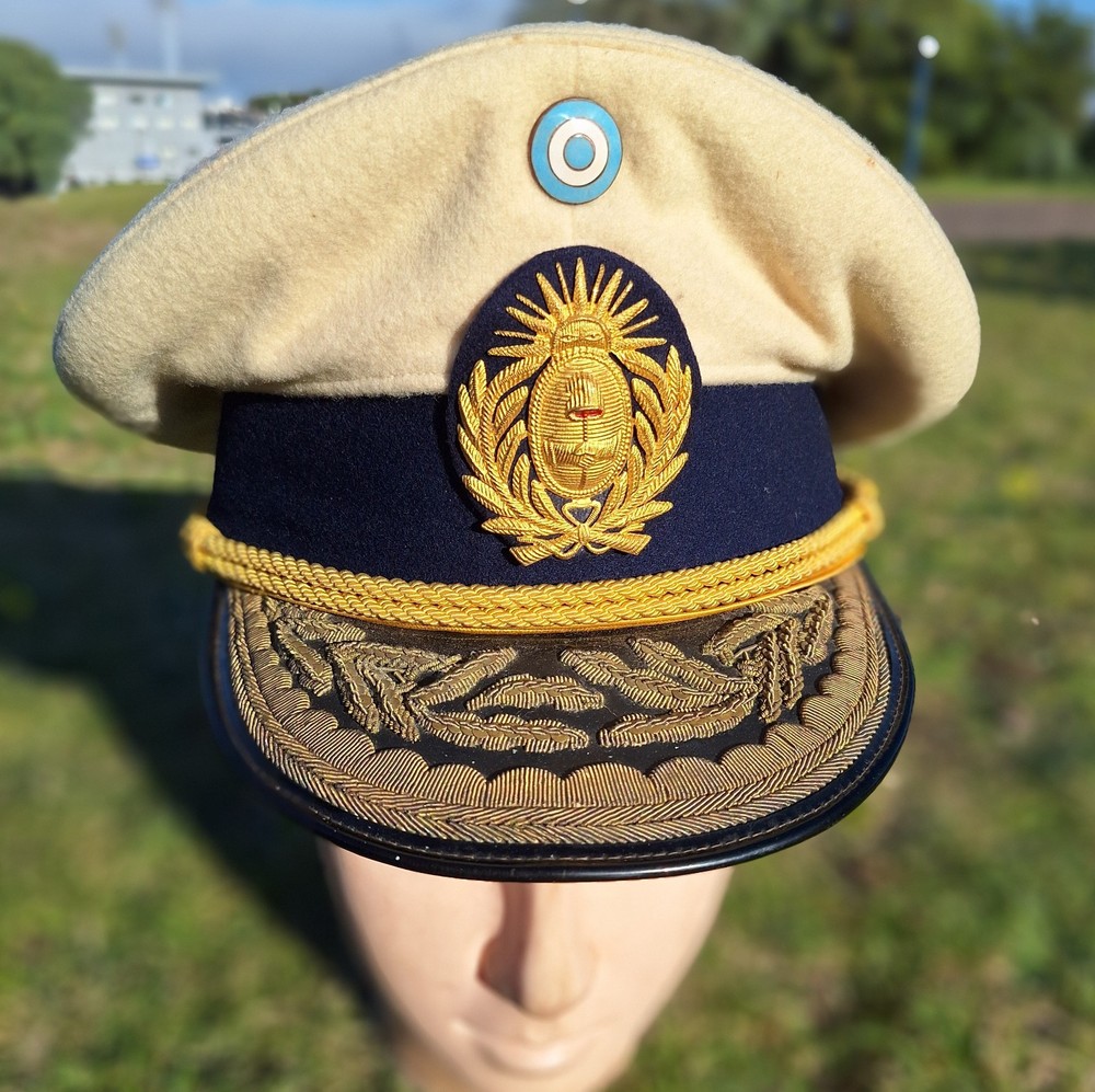 WW II PRE 1943 PERON REVOLUTION ARGENTINA ARMY EMBROIDERY GENERAL WITHE HAT CAP