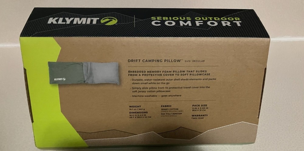 Klymit Drift Camping Pillow with Memory Foam