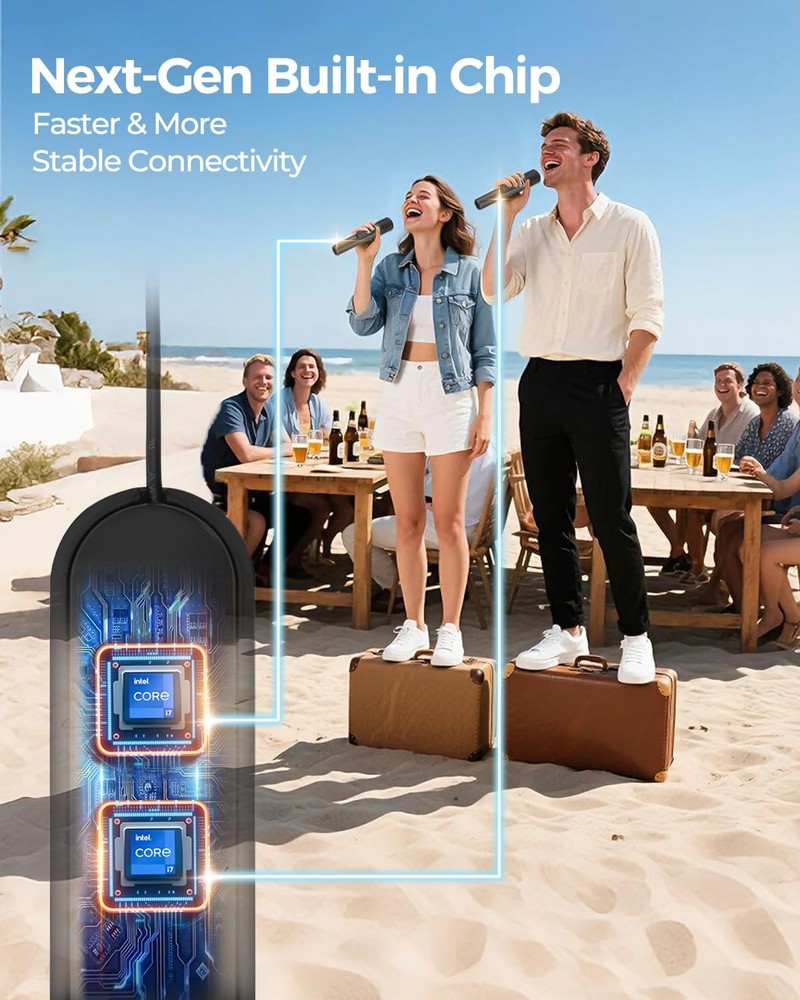 Wireless Microphones, 5-level Volume Adjustment, Dual Handheld Dynamic black