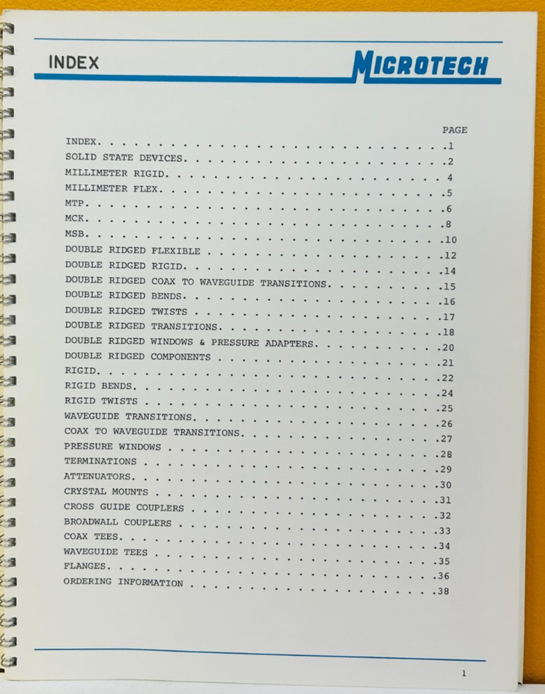 Microtech Microwave Components Waveguides Solid State Devices Catalog.