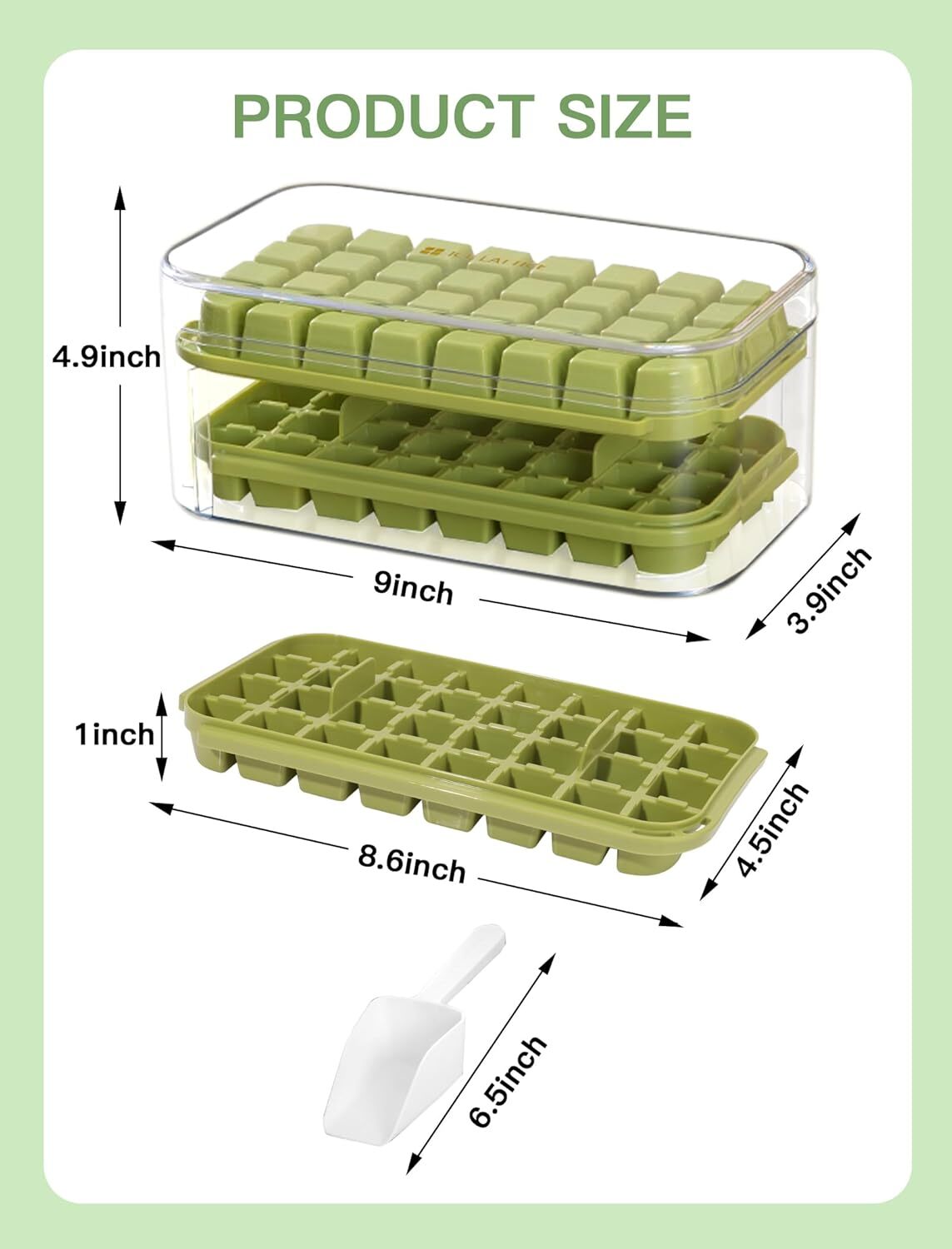 Ice Cube Tray with Lid and Bin & 2 Pack Ice Cube Trays for Freezer 64x Ice Trays