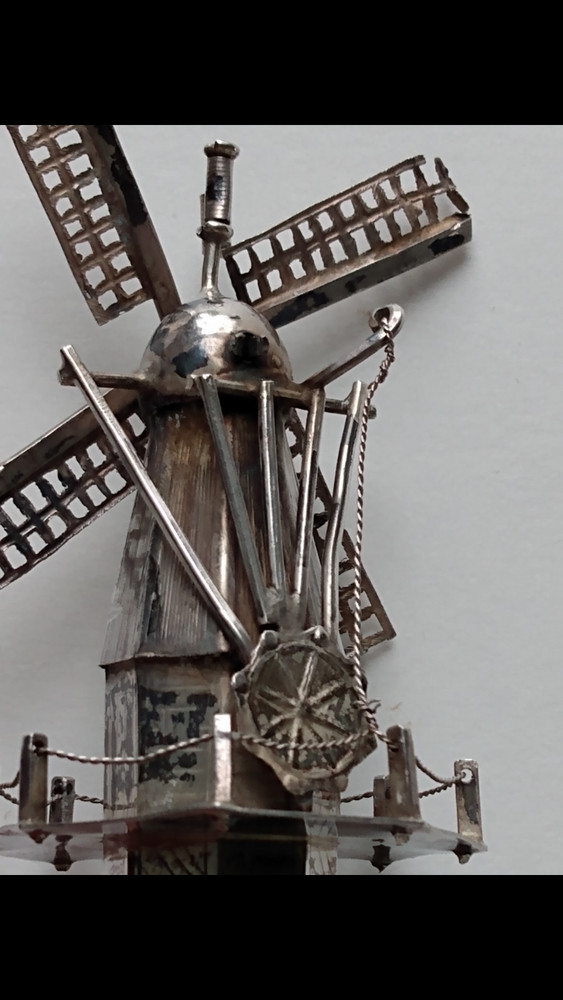 Antique Dutch silver Miniature Windmill