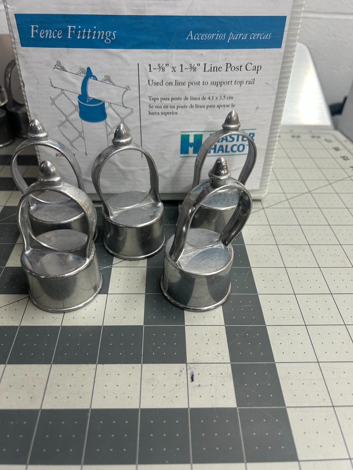 5-pack lot Master Halco Chain Link Line Post Loop Caps Eye Top 1-5/8'' x 1-3/8''