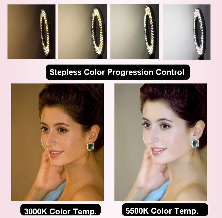 Fodoto 14" LED BiColor Dimmable Ring Light with 7' Stand & Remote Control