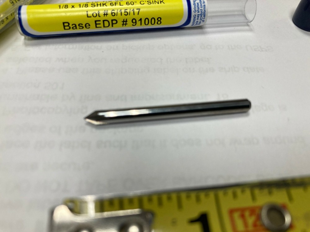 UltraTool 91008, 1/8" x 1/8", 60°, 6-Flute, Solid Carbide Countersink