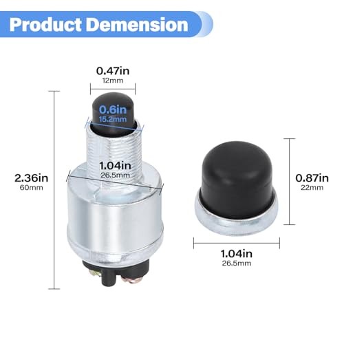 Engine Start Push Button Momentary Start Switch, 12V 50A Waterproof 4 PCS
